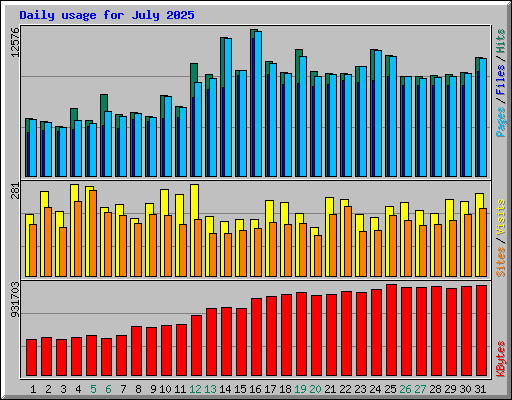 Daily usage for July 2025