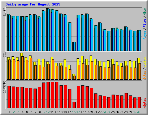 Daily usage for August 2025